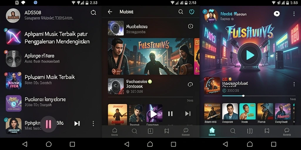 Tampilan screenshot menggambarkan pengalaman interaktif dalam mendengarkan musik.