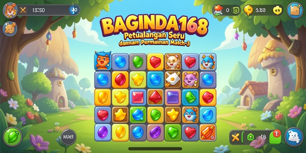 Tampilan gameplay seru dalam game Match-3 BAGINDA168.