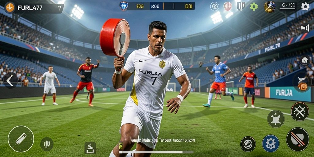 Screenshot gameplay <strong>FURLA77</strong> menampilkan aksi seru pemain di lapangan.