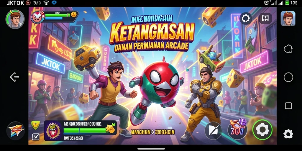 Tangkapan layar JKTOK menampilkan aksi seru dalam permainan Arcade yang menantang.