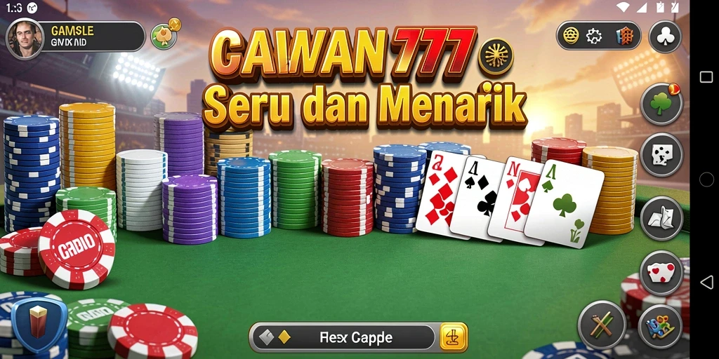Screenshot gameplay KAWAN777 menunjukkan serunya bermain Gaple secara online.
