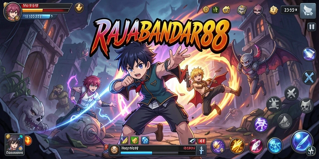 Tampilan gameplay seru dari RAJABANDAR88 dengan karakter Anime.