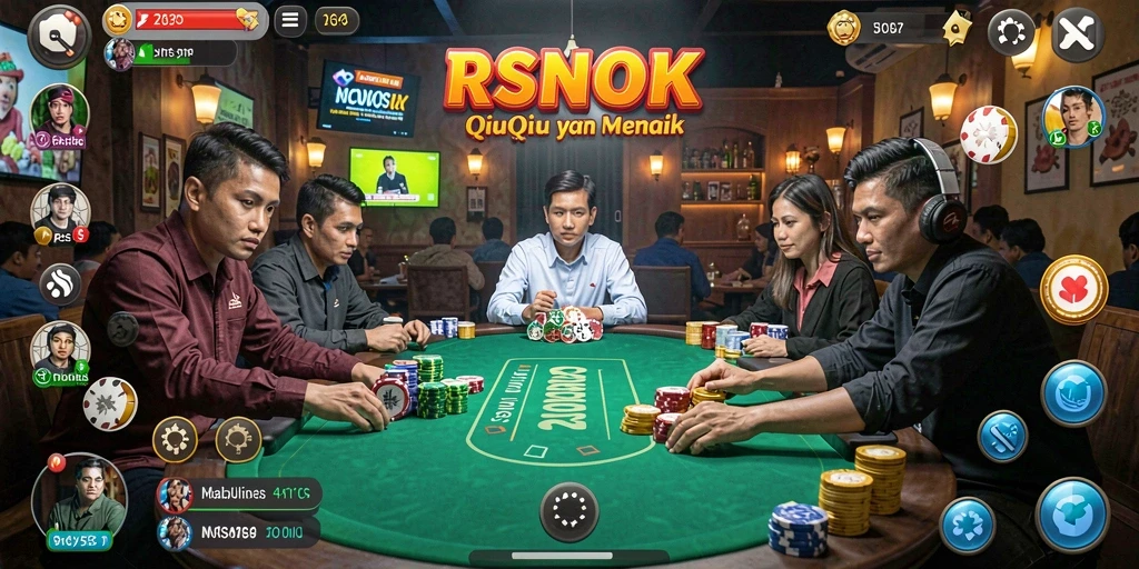 Screenshot gameplay RSNOK menampilkan suasana permainan QiuQiu yang seru.