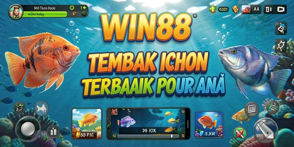 Tampilan gameplay menarik dalam WIN88 yang menampilkan aksi menembak ikan.